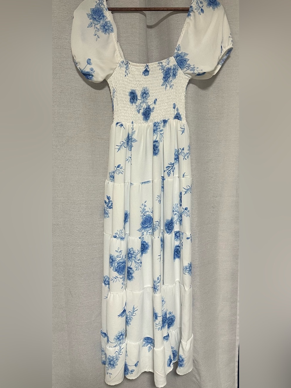 Streetwear Society White Maxi Dress with Blue Floral Print - Picture 2 of 5